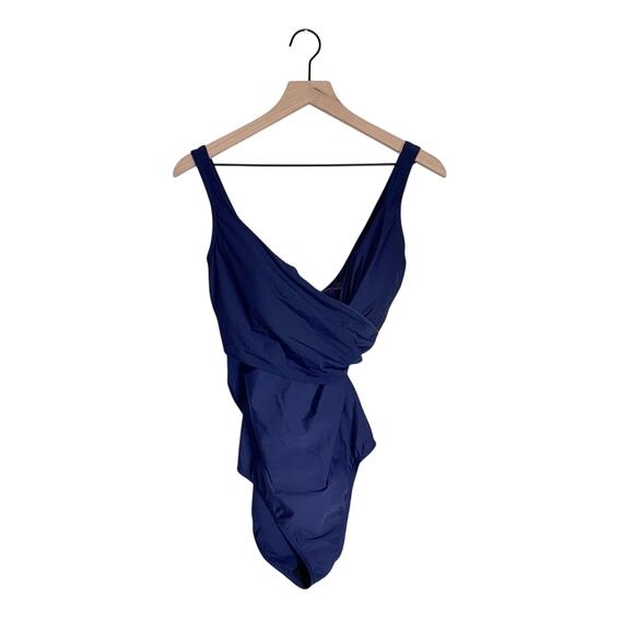 Lands' End Other - LANDS END Navy Mature crisscross front feature vacation one piece swimsuit 14L